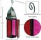 In the Breeze 9213 — Pink & Red Large Hex Tealight Lantern — Moroccan-Style Boho Chic Tealight Glass and Metal Tabletop Lantern